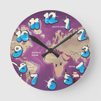 World Map Round Clock