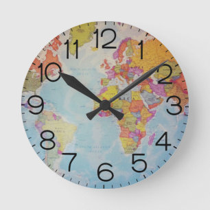 World Map Round Clock