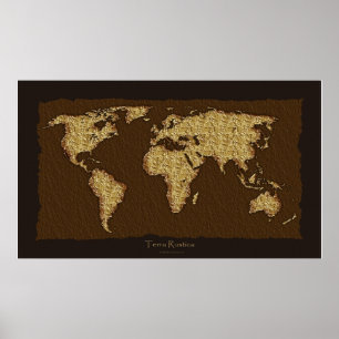 World Map Rustic Art Poster