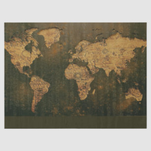 World Map Rustic Decoupage Tissue Paper