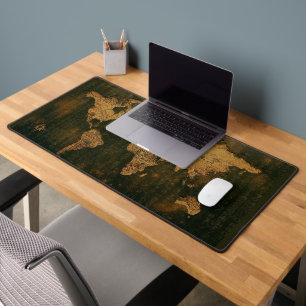 World Map Rustic Desk Mat