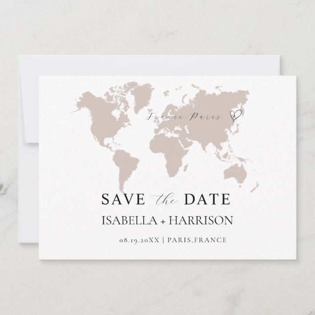 World Map Save the Date Template (Front)