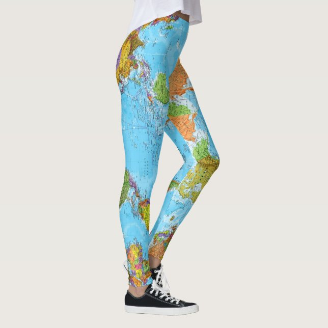 World map. School leggings. Meme Day Feet Leggings (Right)