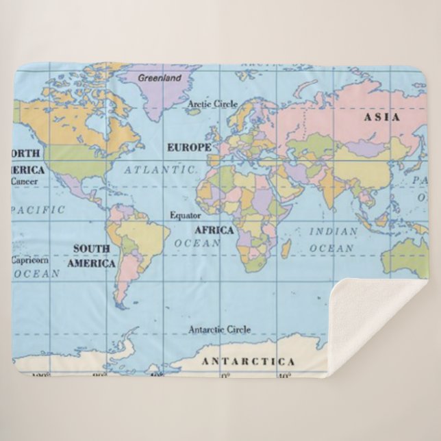 WORLD MAP SHERPA BLANKET (Front (Horizontal))