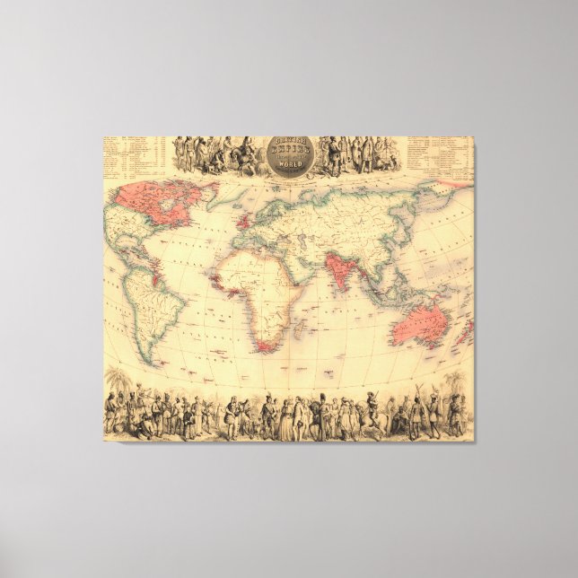 World Map showing British Empire Canvas Print (Front)