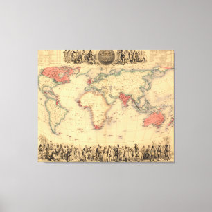 World Map showing British Empire Canvas Print