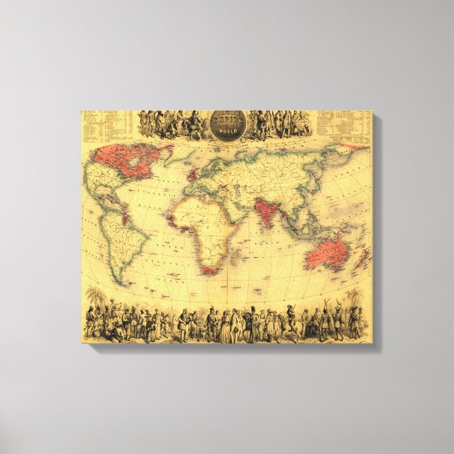 World Map Showing British EmpirePanoramic Map Canvas Print (Front)