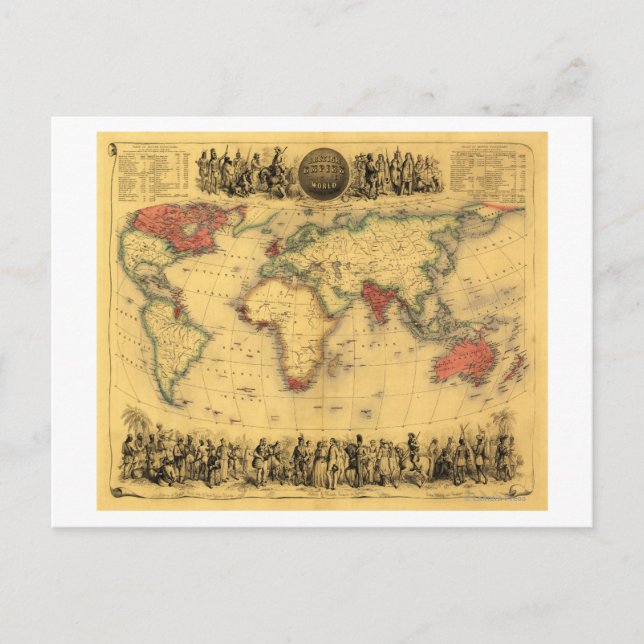 World Map Showing British EmpirePanoramic Map Postcard (Front)