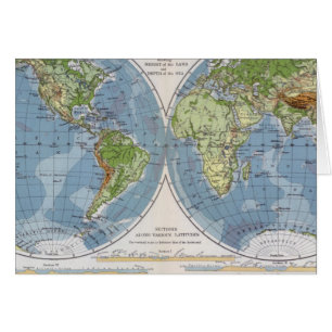 World Map showing Heights of Land depth of Sea