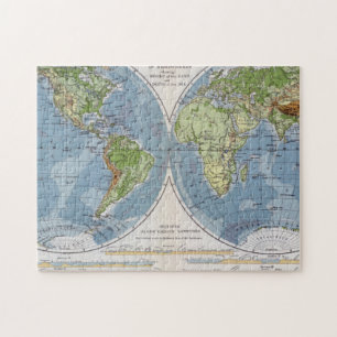 World Map showing Heights of Land depth of Sea Jigsaw Puzzle
