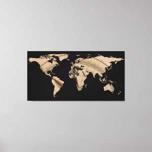 World Map Silhouette - Compass Rose Canvas Print