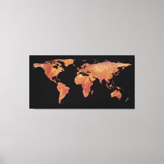 World Map Silhouette - Crispy Bacon Canvas Print (Front)