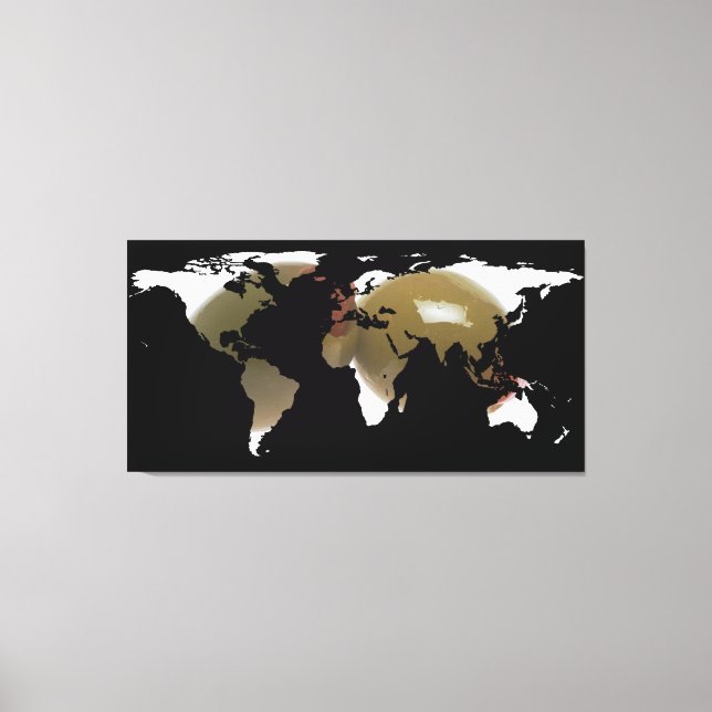 World Map Silhouette - Martini Olives Canvas Print (Front)