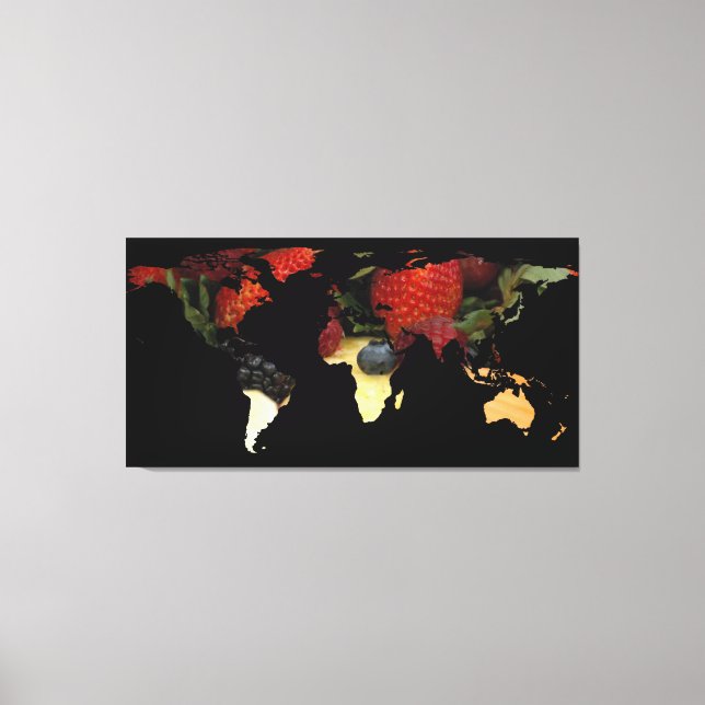 World Map Silhouette - Mixed Fruit Canvas Print (Front)