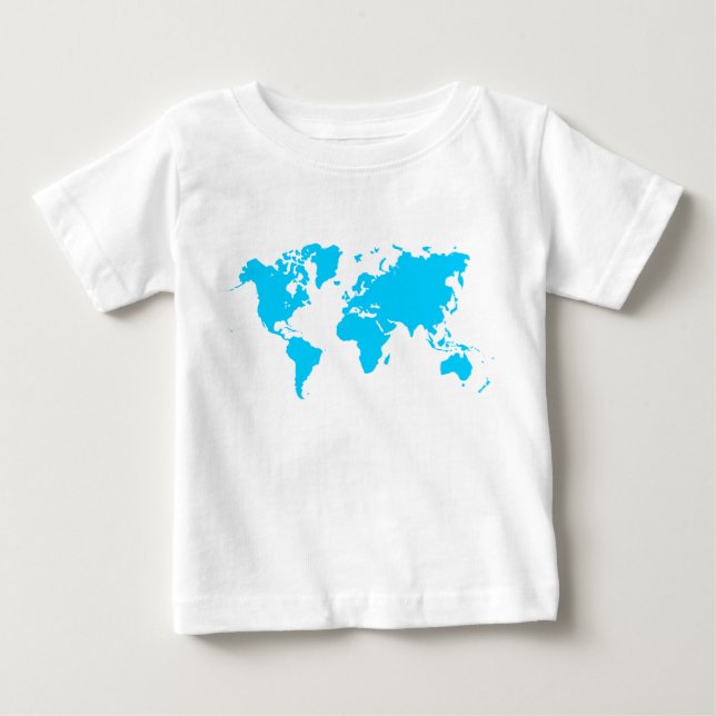 World Map - Sky Blue Baby T-Shirt (Front)