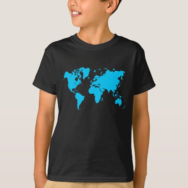 World Map - Sky Blue T-Shirt (Front)