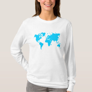 World Map - Sky Blue T-Shirt