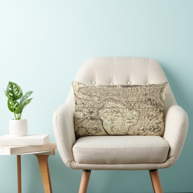 World Map South American Sea Serpents Lumbar Cushion (Chair)