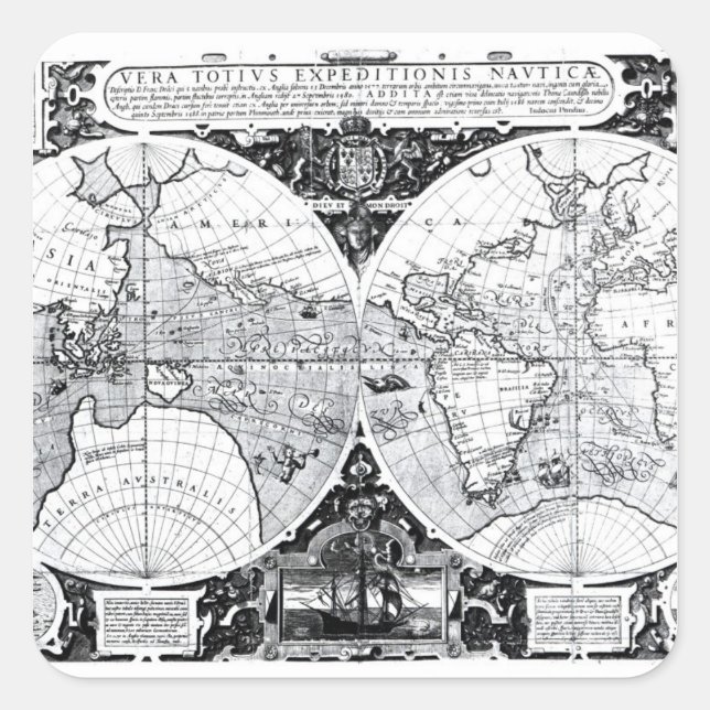 World map square sticker (Front)