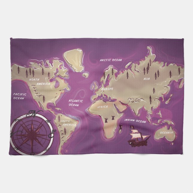 World Map Tea Towel (Horizontal)