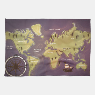 World Map Tea Towel
