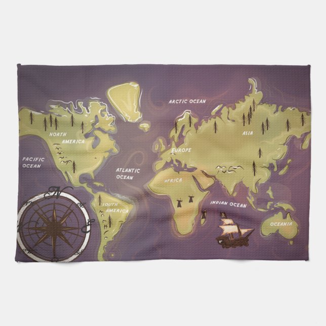 World Map Tea Towel (Horizontal)
