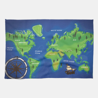 World Map Tea Towel