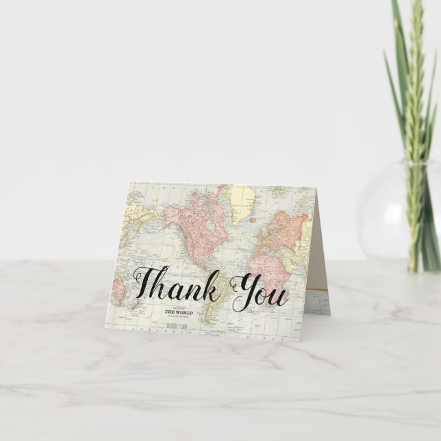 World Map Thank You Cards (Front)