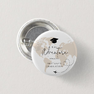 World Map travel adventure begins Graduation 3 Cm Round Badge