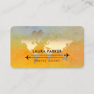 World Map Travel Agent Gold Tourism Aeroplane Busi Business Card