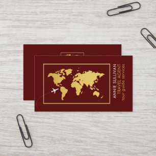 World Map, Travel Agent RED Business Card