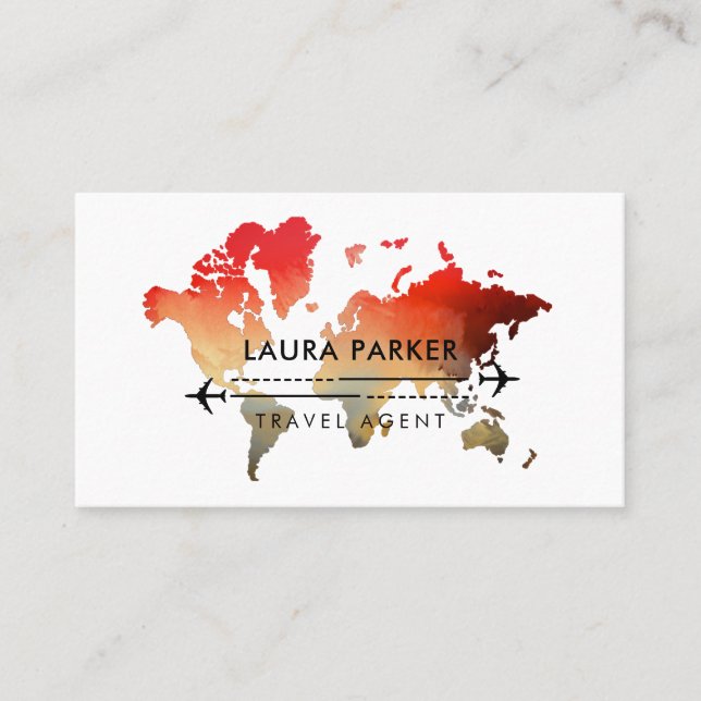 World Map Travel Agent Tour Planning Vacation  Business Card (Front)