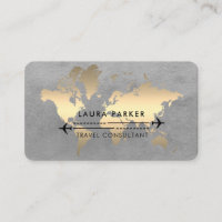 World Map Travel Agent Watercolour Gold Tourism