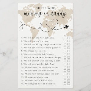 World Map Travel Baby Shower Guessing Game