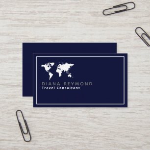 World Map Travel Consultant dark-blue Business Card