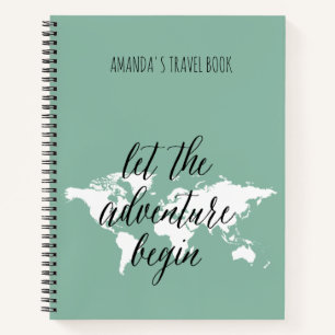 World map travel notes personalised  notebook