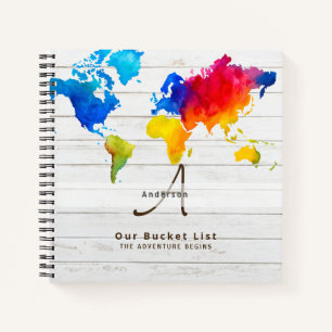 World Map Travel Retirement Bucket List Gift Dad   Notebook