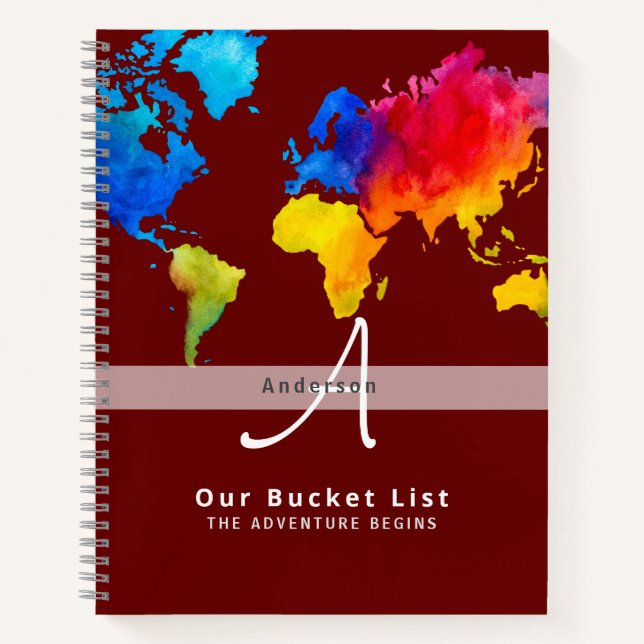 World Map Travel Retirement Bucket List Gift Dad   Notebook (Front)