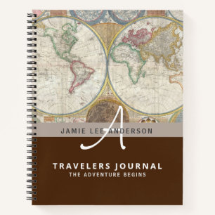 World Map Travel Retirement Bucket List Gift Dad   Notebook