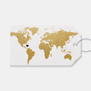 World Map Travel Theme Thank You Favour Tag