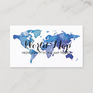 World Map Travelling Agent Blue Rental Office Business Card