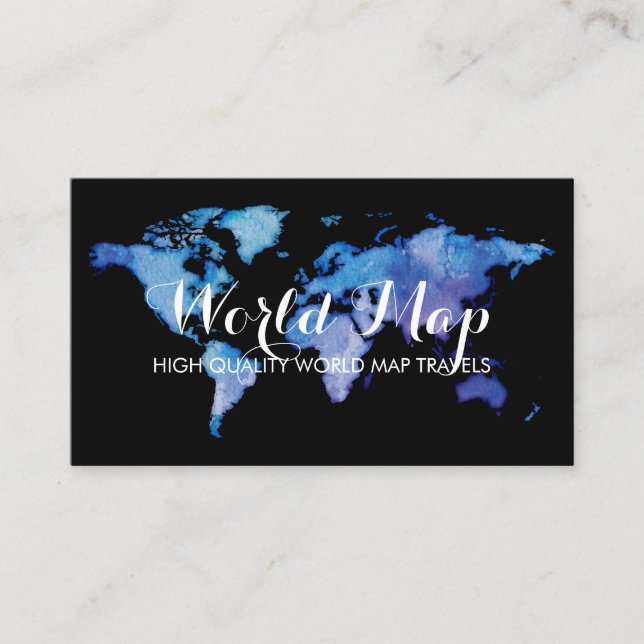 World Map Travelling Agent Rental Office Business Card (Front)