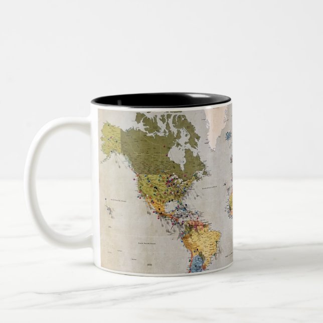 world map Two-Tone coffee mug (Left)