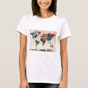 World Map Urban Watercolor T-Shirt