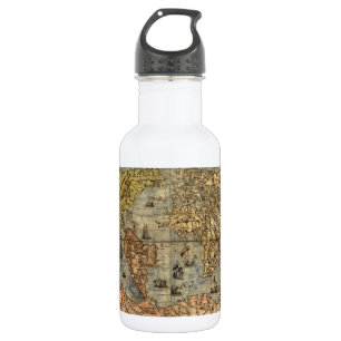World Map Vintage Historical Antique Atlas 532 Ml Water Bottle