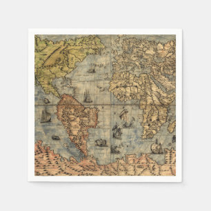 World Map Vintage Historical Antique Atlas Napkin
