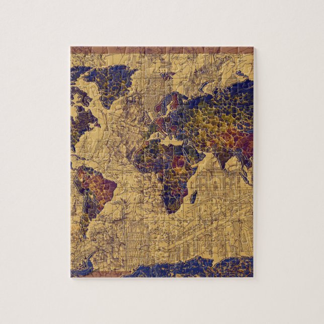 world map vintage jigsaw puzzle (Vertical)