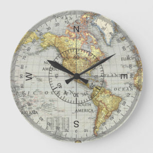 world map wall clock