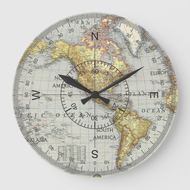 world map wall clock (Front)