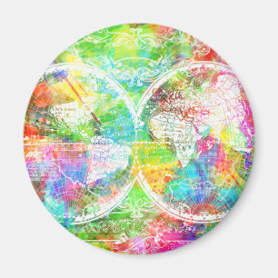 world map watercolor 28 magnet